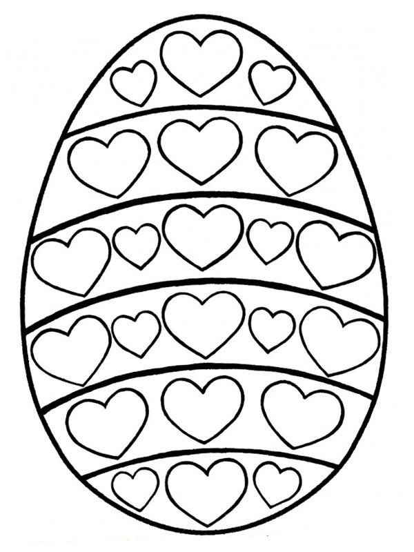 Ovo de Páscoa com corações Desenho para Colorir Ovo de Páscoa com corações Desenho para Colorir