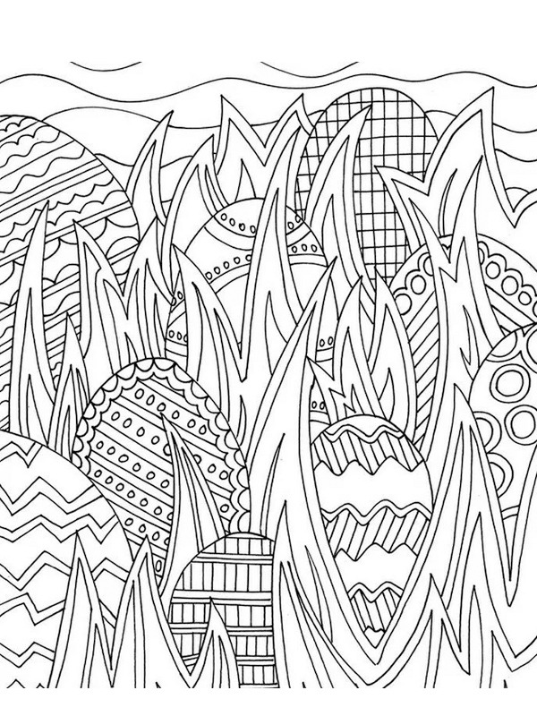 Ovos de Páscoa na grama Desenho para Colorir Ovos de Páscoa na grama Desenho para Colorir