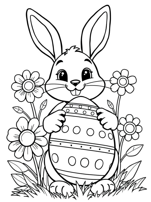 Coelho da Páscoa com ovo de Páscoa Desenho para Colorir Coelho da Páscoa com ovo de Páscoa Desenho para Colorir