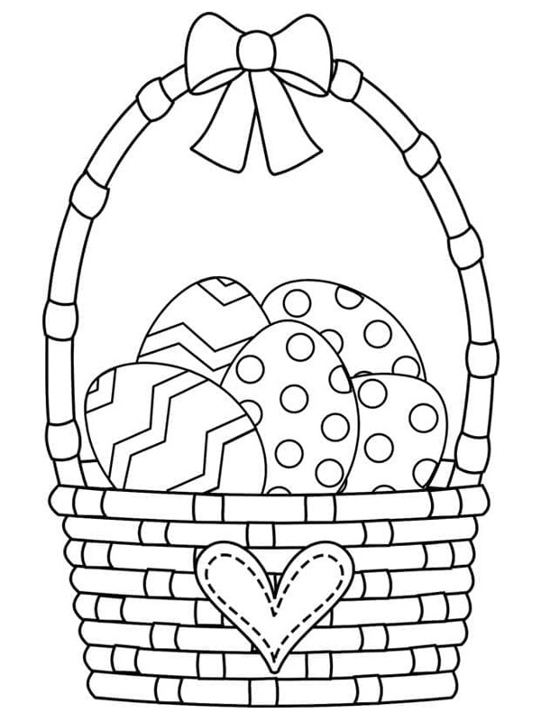 Cesta de Páscoa com ovos Desenho para Colorir Cesta de Páscoa com ovos Desenho para Colorir