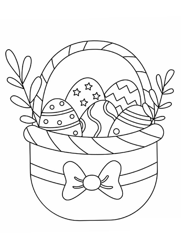 Cesta de Páscoa com laço Desenho para Colorir Cesta de Páscoa com laço Desenho para Colorir