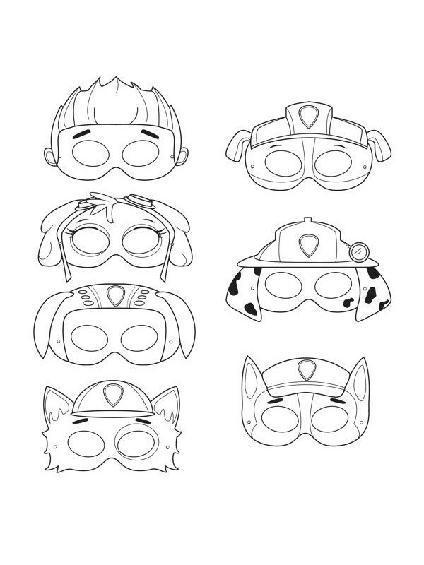 Máscaras da Patrulha Canina Desenho para Colorir Máscaras da Patrulha Canina Desenho para Colorir