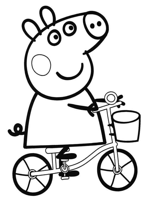 Peppa andando de bicicleta Desenho para Colorir Peppa andando de bicicleta Desenho para Colorir