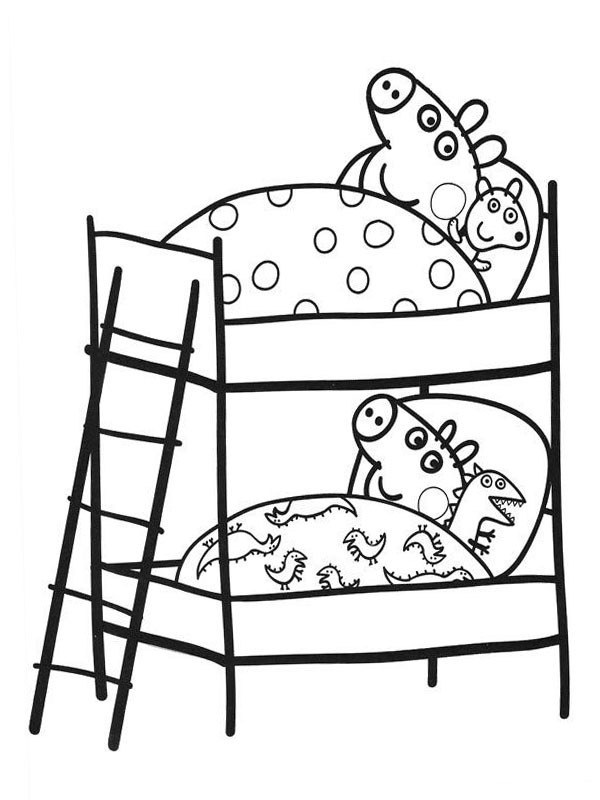 Peppa e George dormindo Desenho para Colorir Peppa e George dormindo Desenho para Colorir
