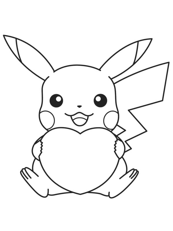 Pikachu segurando um coração Desenho para Colorir Pikachu segurando um coração Desenho para Colorir