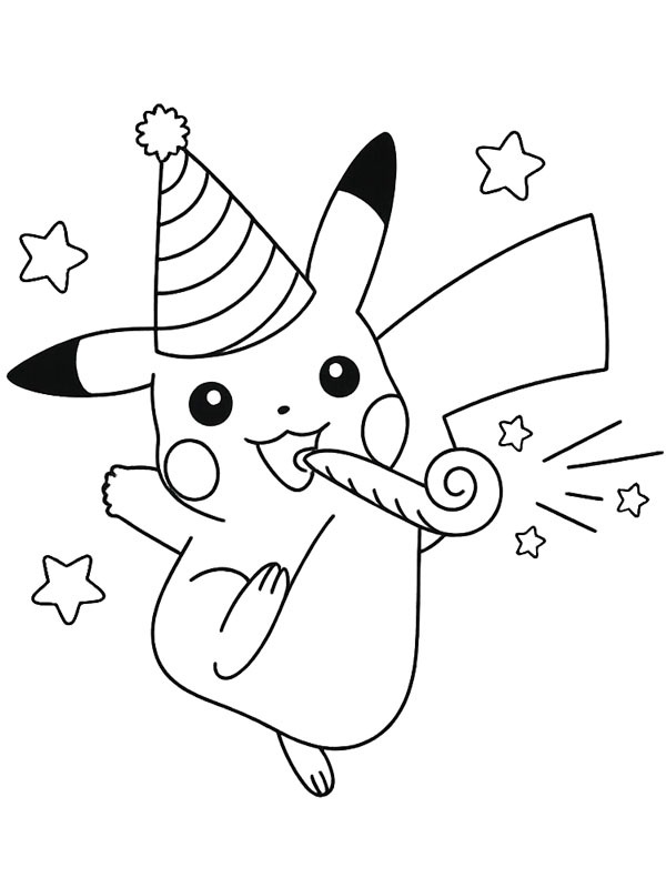 Aniversário do Pikachu Desenho para Colorir Aniversário do Pikachu Desenho para Colorir