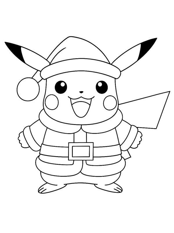 Pikachu Vestido de Papai Noel Desenho para Colorir Pikachu Vestido de Papai Noel Desenho para Colorir