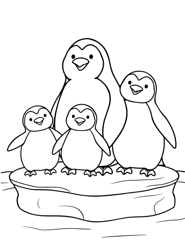 Família de pinguins Desenho para Colorir Família de pinguins Desenho para Colorir