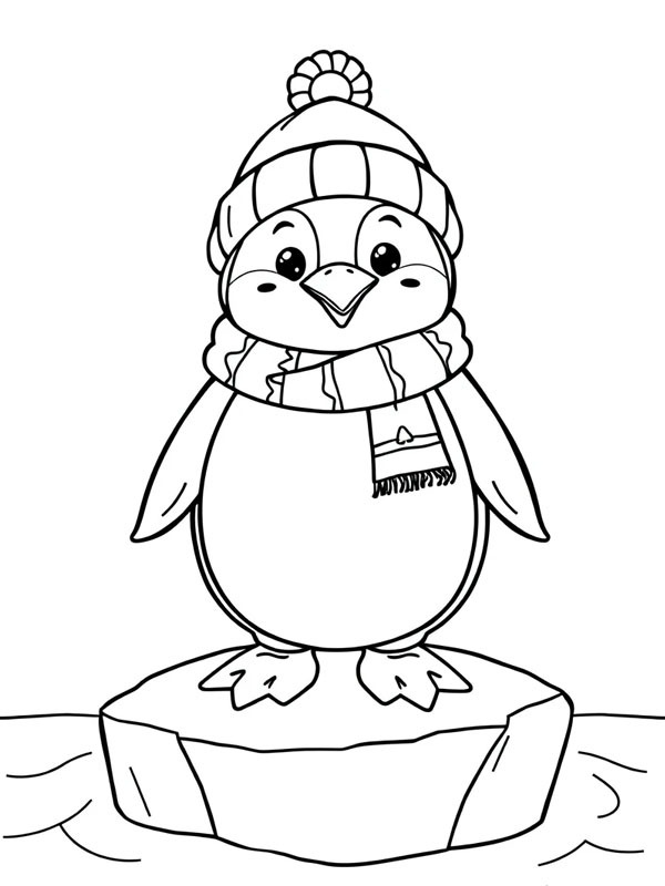 Pinguim com gorro e cachecol Desenho para Colorir Pinguim com gorro e cachecol Desenho para Colorir