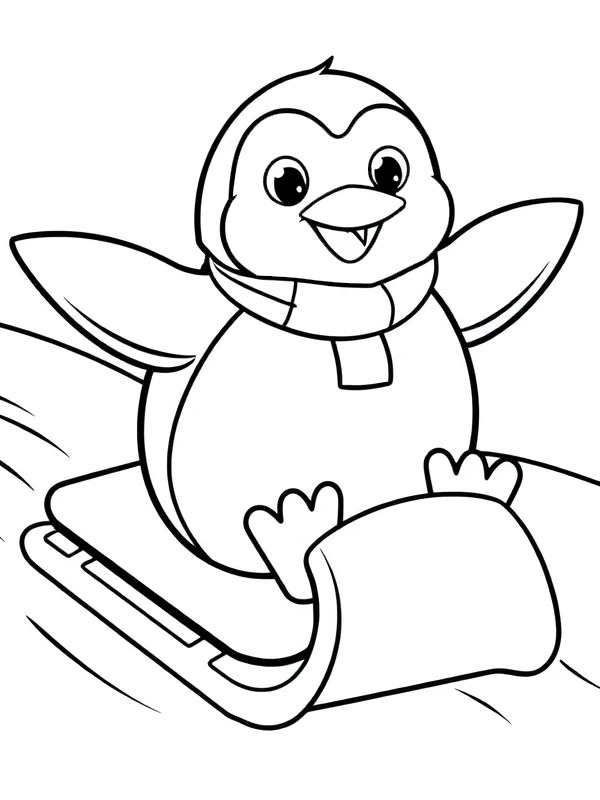 Pinguim no trenó Desenho para Colorir Pinguim no trenó Desenho para Colorir