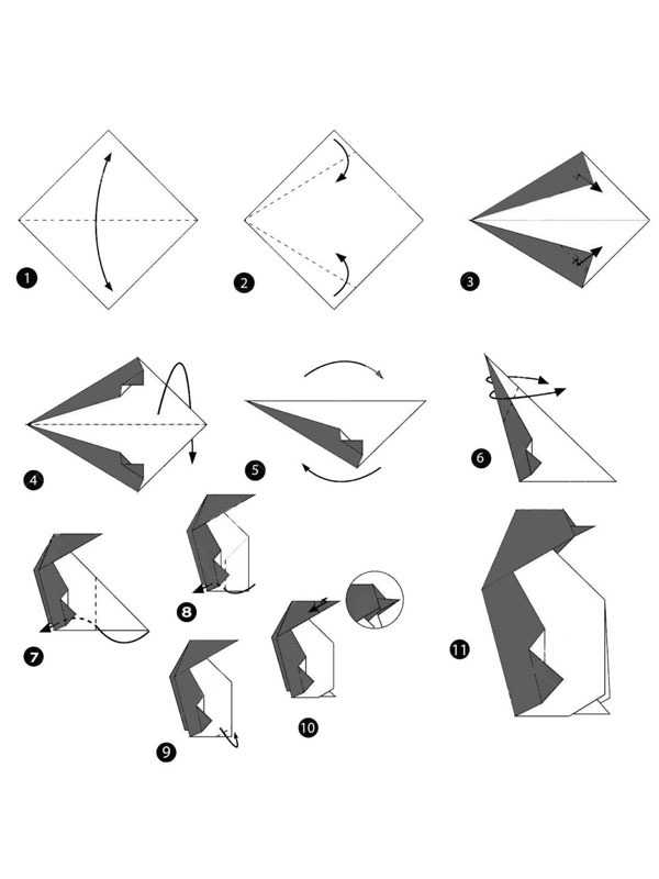 Dobradura de pinguim de papel Desenho para Colorir Dobradura de pinguim de papel Desenho para Colorir