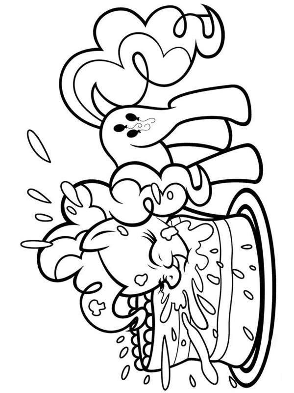 Pinkie Pie come bolo Desenho para Colorir Pinkie Pie come bolo Desenho para Colorir