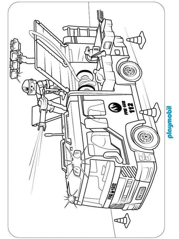 Caminhão de bombeiros Playmobil Desenho para Colorir Caminhão de bombeiros Playmobil Desenho para Colorir
