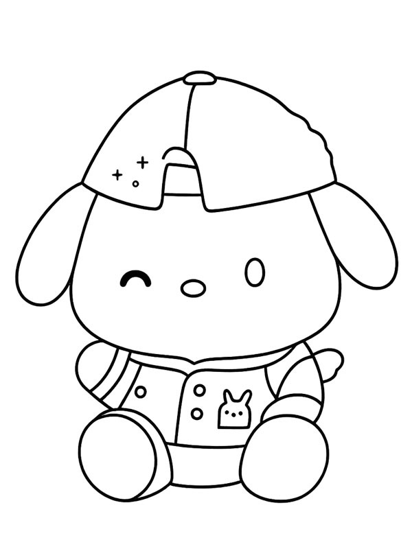 Pochacco com boné Desenho para Colorir Pochacco com boné Desenho para Colorir
