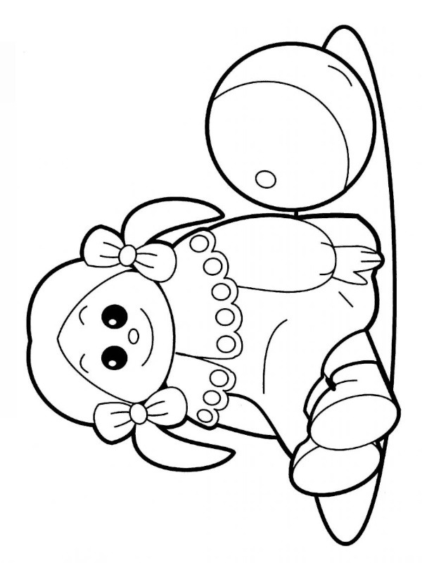 Boneca com bola Desenho para Colorir Boneca com bola Desenho para Colorir