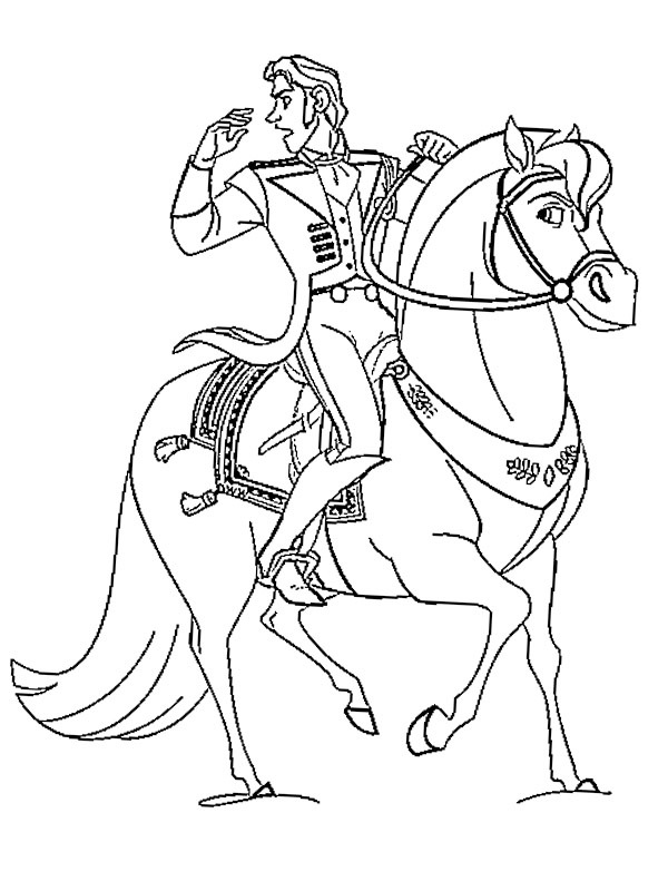 Príncipe Hans em seu cavalo Desenho para Colorir Príncipe Hans em seu cavalo Desenho para Colorir