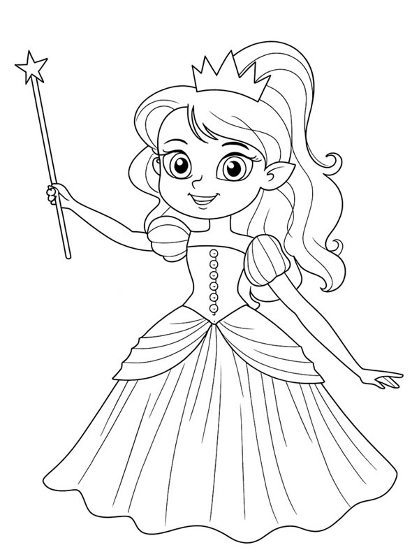 Princesa com uma varinha mágica Desenho para Colorir Princesa com uma varinha mágica Desenho para Colorir