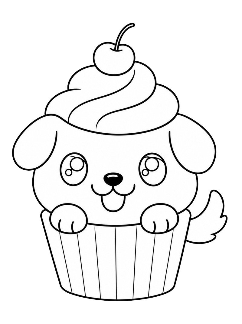 Puppy cupcake Desenho para Colorir