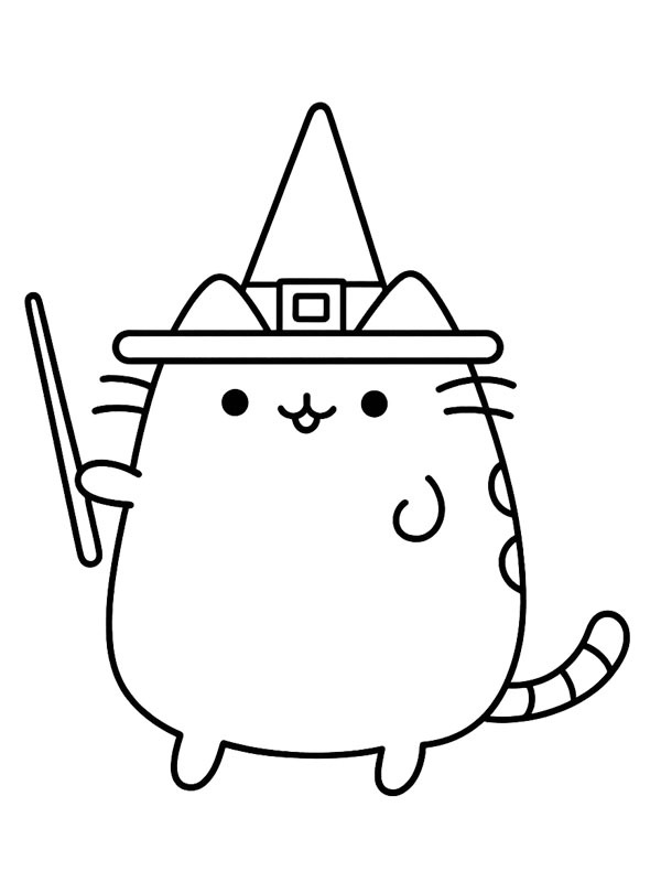 Pusheen bruxa Desenho para Colorir