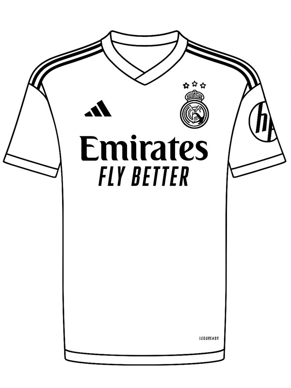 Camisa de futebol do Real Madrid Desenho para Colorir Camisa de futebol do Real Madrid Desenho para Colorir