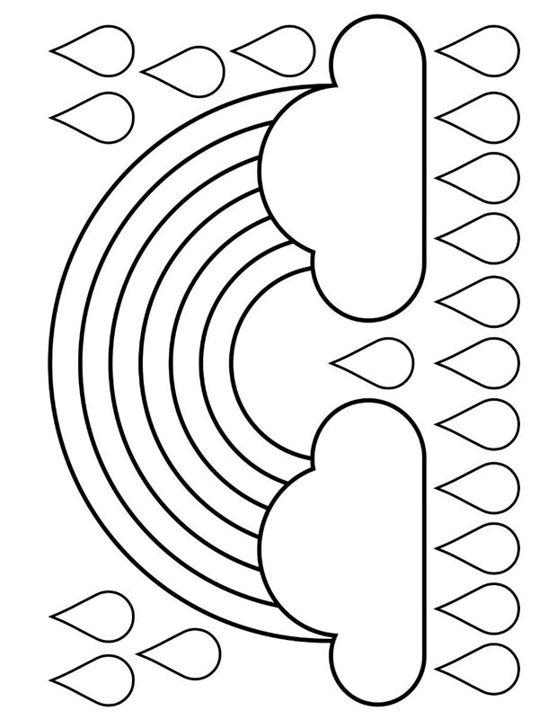 Gotas de chuva e arco-íris Desenho para Colorir Gotas de chuva e arco-íris Desenho para Colorir