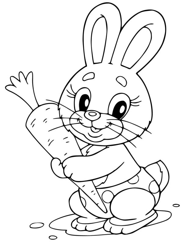 Coelho fofo com cenoura Desenho para Colorir Coelho fofo com cenoura Desenho para Colorir