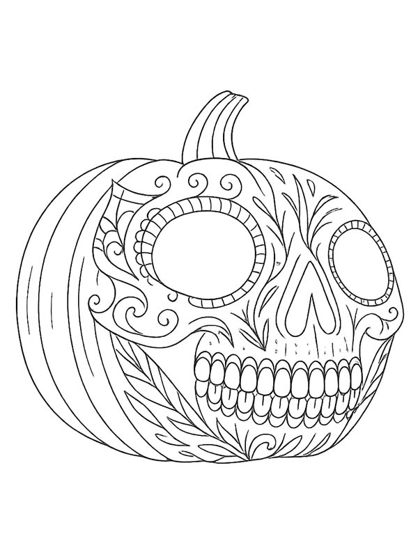 Crânio de abóbora Desenho para Colorir Crânio de abóbora Desenho para Colorir