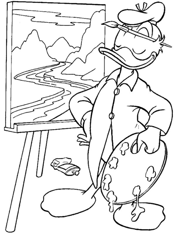 Pato Donald pintando Desenho para Colorir Pato Donald pintando Desenho para Colorir