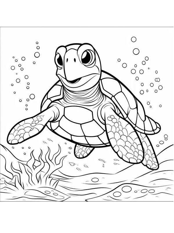 Tartaruga subaquática Desenho para Colorir Tartaruga subaquática Desenho para Colorir