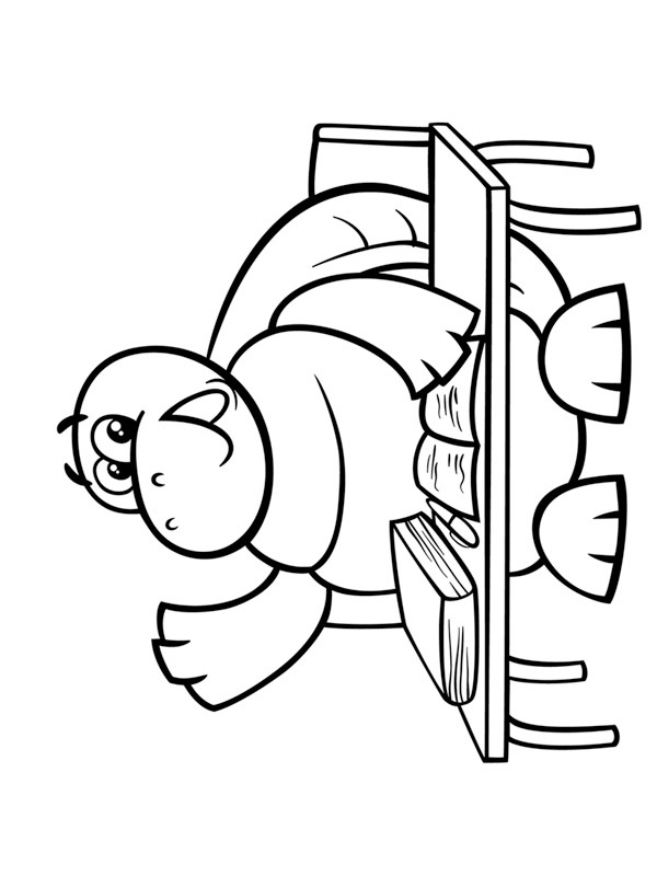 Tartaruga na escola Desenho para Colorir Tartaruga na escola Desenho para Colorir