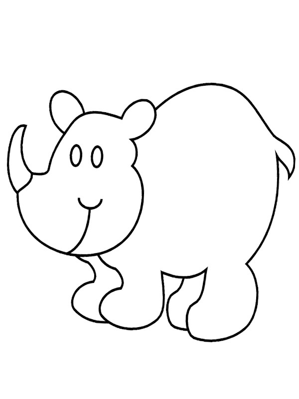 Rinoceronte simples Desenho para Colorir Rinoceronte simples Desenho para Colorir