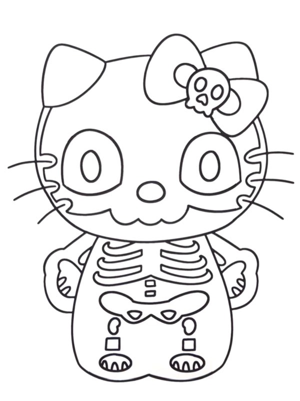 Hello Kitty esqueleto Desenho para Colorir Hello Kitty esqueleto Desenho para Colorir