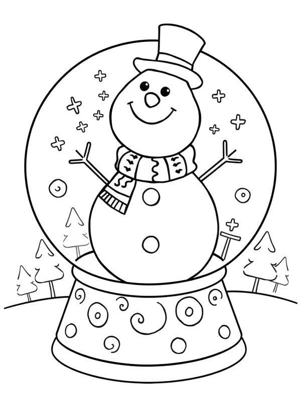 Globo de neve com boneco de neve Desenho para Colorir Globo de neve com boneco de neve Desenho para Colorir