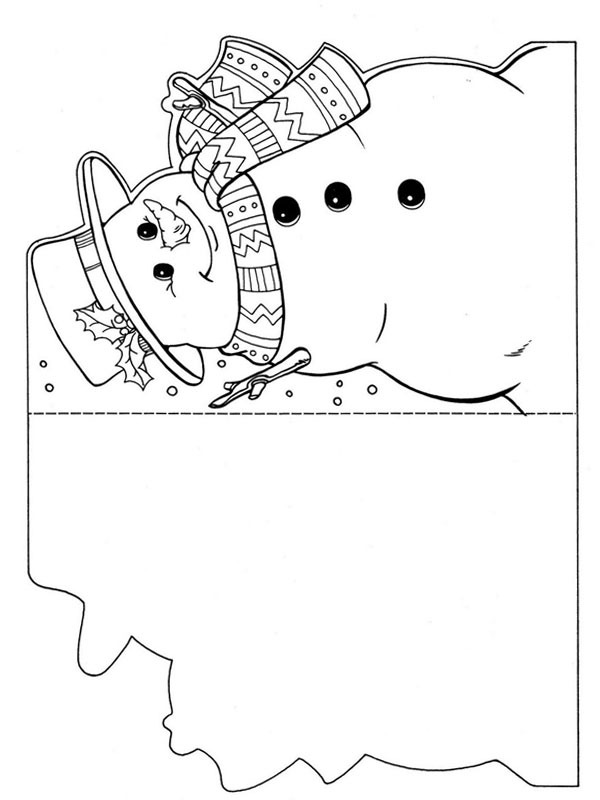 Cartão de Natal de boneco de neve Desenho para Colorir Cartão de Natal de boneco de neve Desenho para Colorir