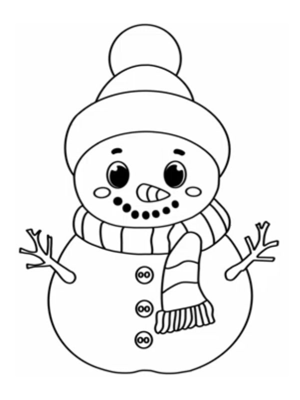 Boneco de neve com cachecol Desenho para Colorir Boneco de neve com cachecol Desenho para Colorir