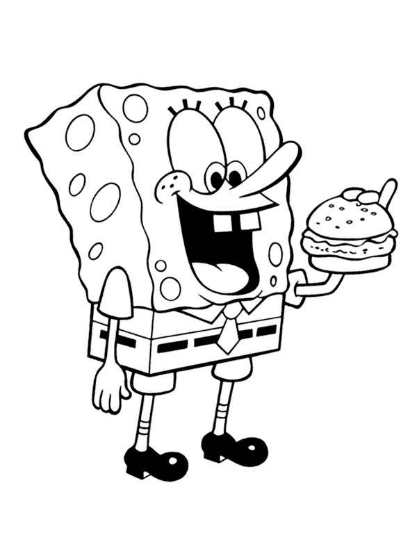 Bob Esponja comendo hambúrguer Desenho para Colorir Bob Esponja comendo hambúrguer Desenho para Colorir