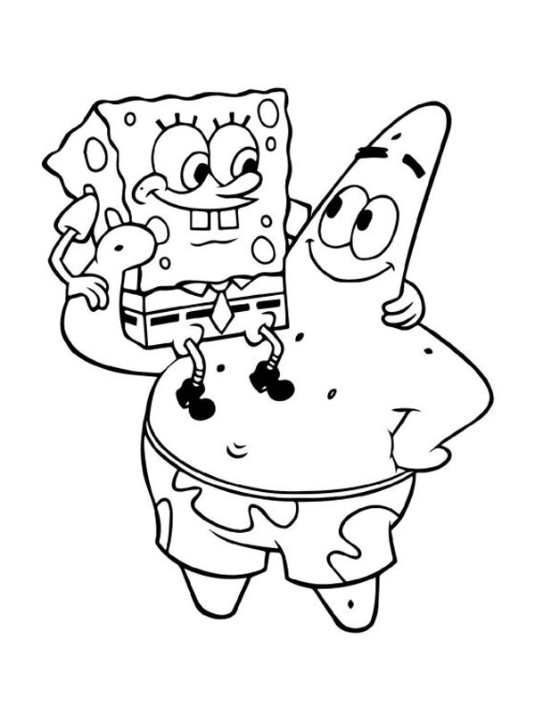 Bob Esponja nos ombros do Patrick Desenho para Colorir Bob Esponja nos ombros do Patrick Desenho para Colorir