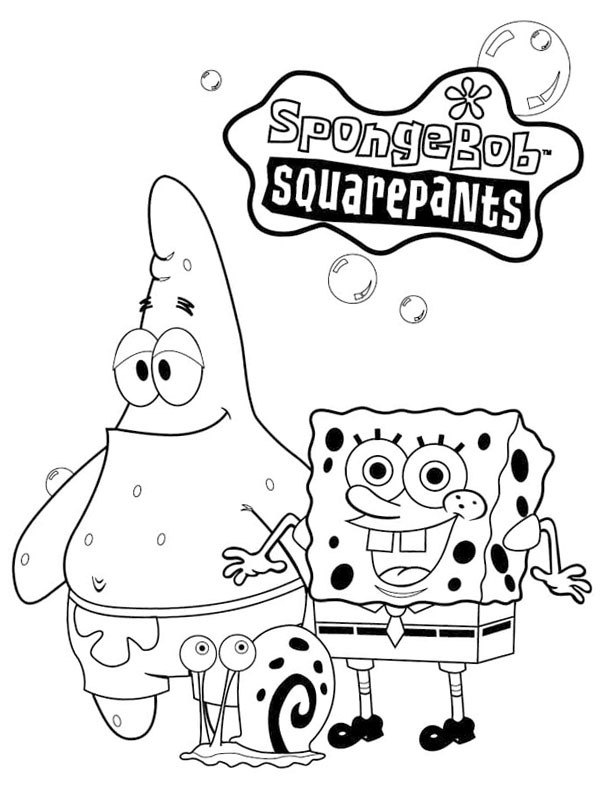 Bob Esponja, Patrick Estrela e Gary, o Caracol Desenho para Colorir Bob Esponja, Patrick Estrela e Gary, o Caracol Desenho para Colorir