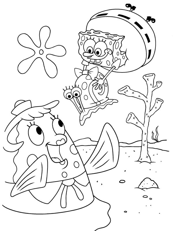 Bob Esponja Calça Quadrada, Gary o Caracol e Sra. Puff Desenho para Colorir Bob Esponja Calça Quadrada, Gary o Caracol e Sra. Puff Desenho para Colorir