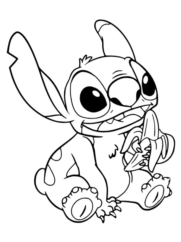 Stitch comendo banana Desenho para Colorir Stitch comendo banana Desenho para Colorir