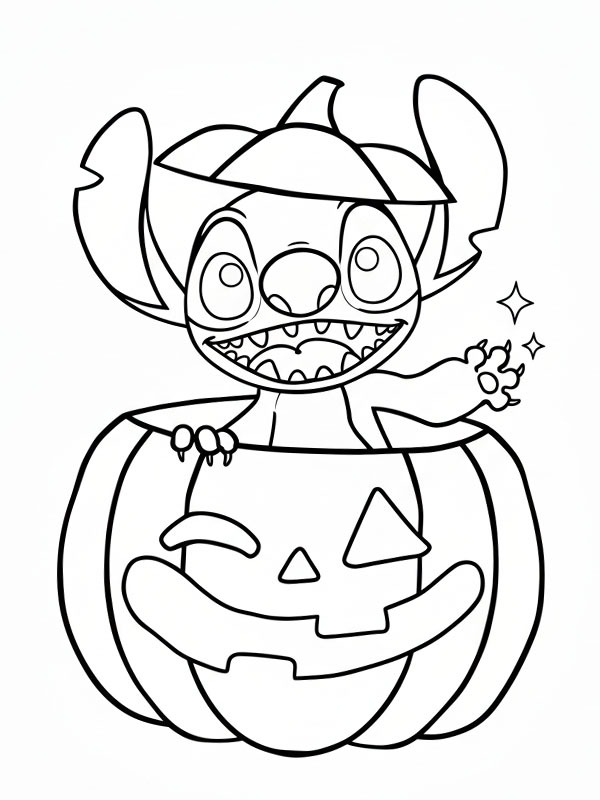 Stitch na abóbora de Halloween Desenho para Colorir Stitch na abóbora de Halloween Desenho para Colorir