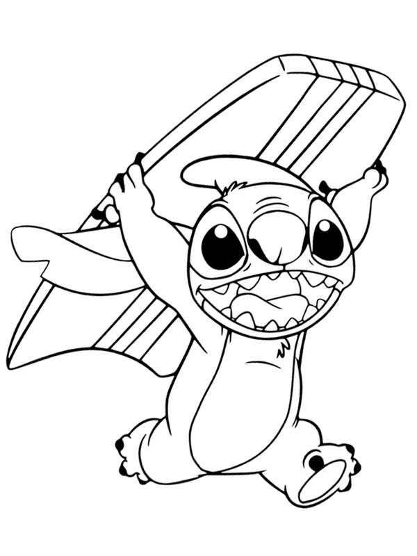 Stitch com prancha de surfe Desenho para Colorir Stitch com prancha de surfe Desenho para Colorir