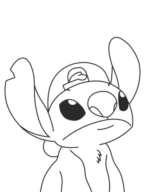 Stitch com boné Desenho para Colorir Stitch com boné Desenho para Colorir