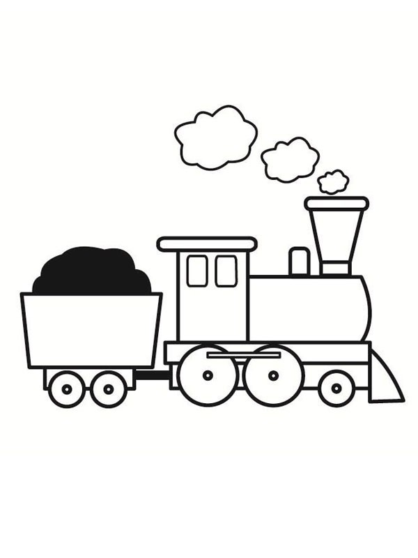 Locomotiva a vapor com vagão Desenho para Colorir Locomotiva a vapor com vagão Desenho para Colorir