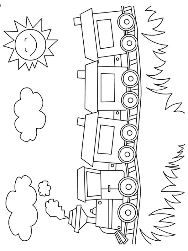 Trem a vapor com vagões Desenho para Colorir Trem a vapor com vagões Desenho para Colorir