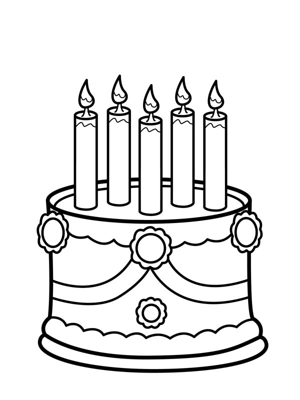 Bolo com 5 velas Desenho para Colorir Bolo com 5 velas Desenho para Colorir
