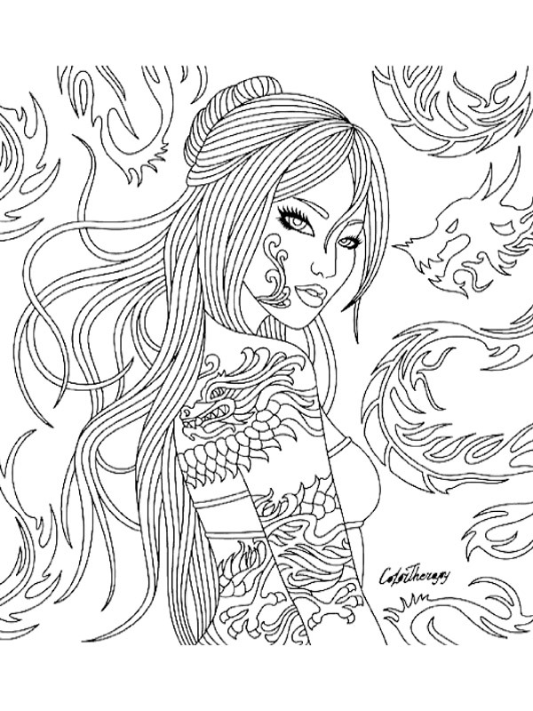 Menina com tatuagens Desenho para Colorir Menina com tatuagens Desenho para Colorir