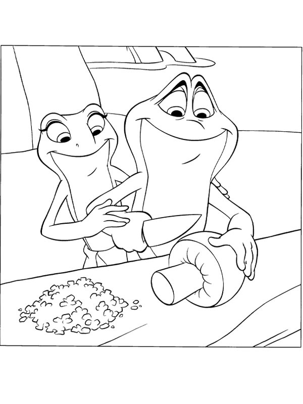 Tiana ensina Naveen a cozinhar Desenho para Colorir Tiana ensina Naveen a cozinhar Desenho para Colorir