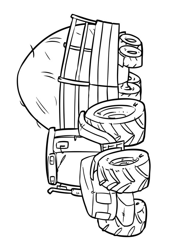 Trator transportando feno Desenho para Colorir Trator transportando feno Desenho para Colorir