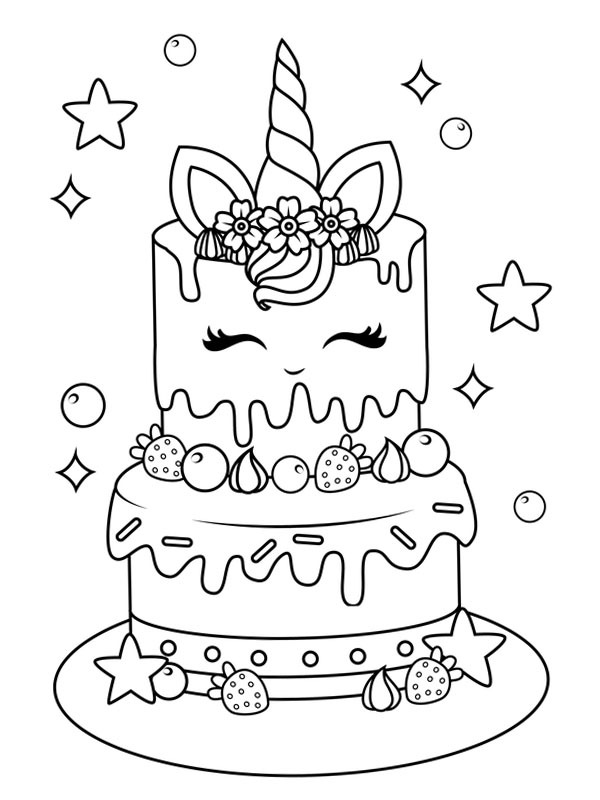 Bolo de unicórnio Desenho para Colorir Bolo de unicórnio Desenho para Colorir